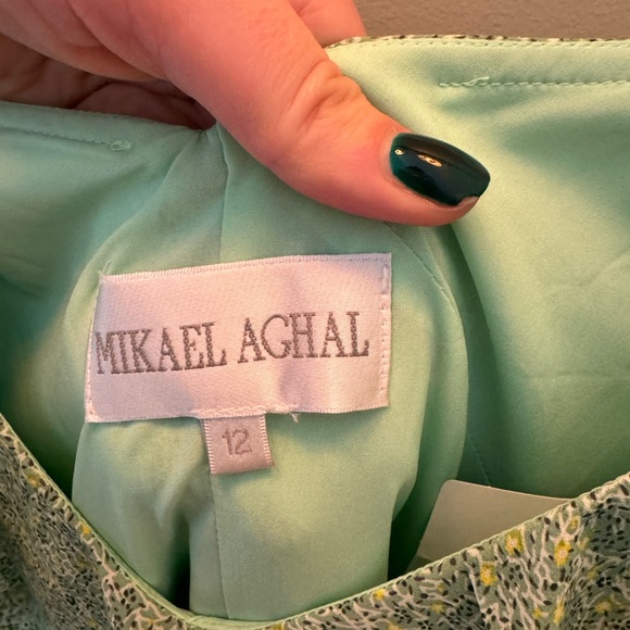 NWT Mikael Aghal Green Floral Gown - Picture 6 of 9